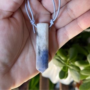 💜Fluorite Crystal Pendant on Leather Necklace💜